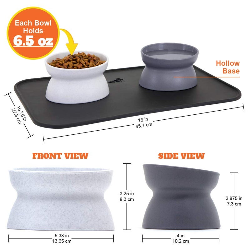 Kitty City Raised Cat Food Bowl Collection/Stress Free Pet Feeder and Waterer and Slow Feed Bowls - Image 2